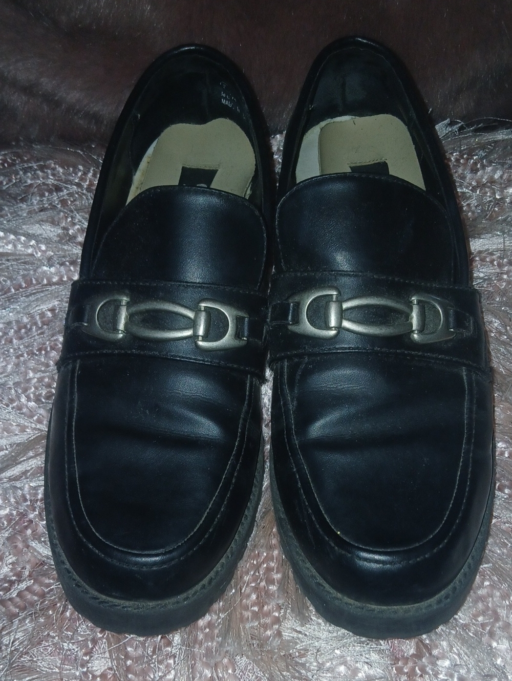 Vintage 90's Current Attractions Black Leather Slip-On Loafers